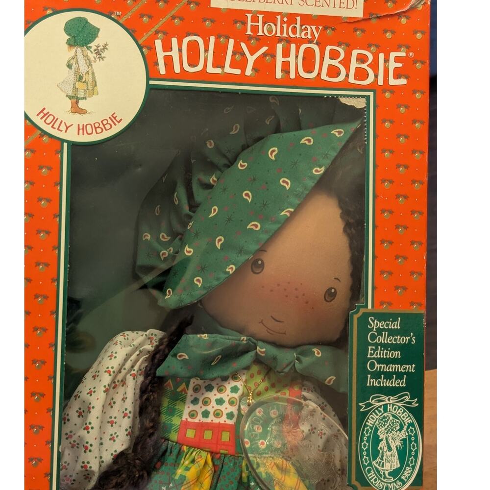 Holiday African American Holly Hobbie Doll in Box with Ornament